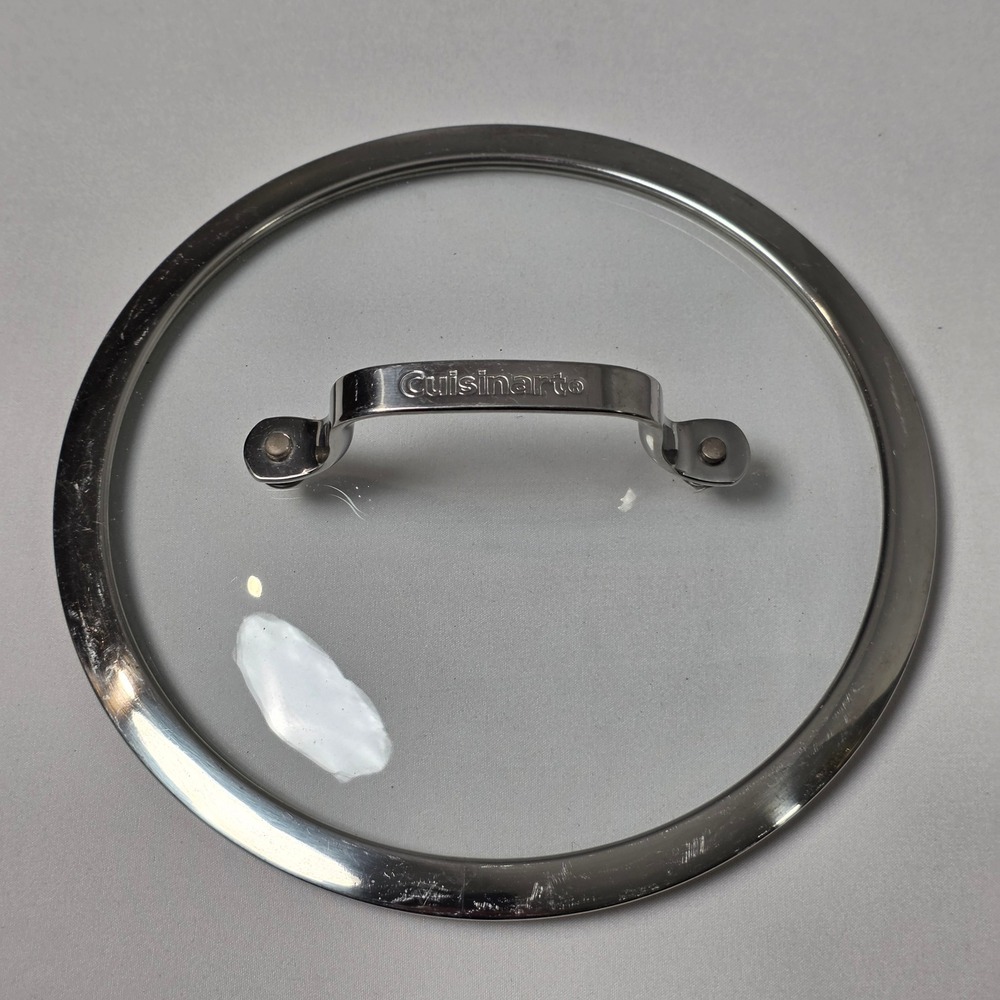 Cuisinart Pot Pan Lid 7.5-inch Clear Silver Tempered Glass Stainless Steel Rim